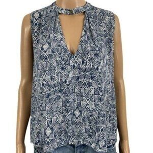 & Harmony Sleeveless Button Collar V-neck 100% Rayon Blouse Top Size Small